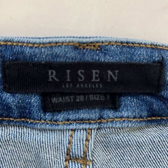 Risen jeans | High Rise Frayed Raw Hem Ankle Medium Wash size 28/7 - Picture 9 of 12